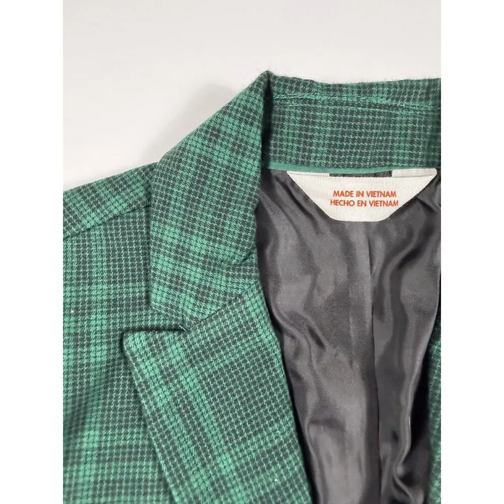 NEW Cat & Jack Boys Plaid Suit Blazer Green Stretch Jacket Size 7